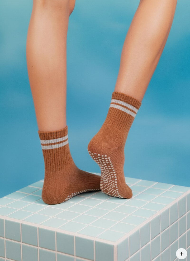 Warm Brown Grip Socks